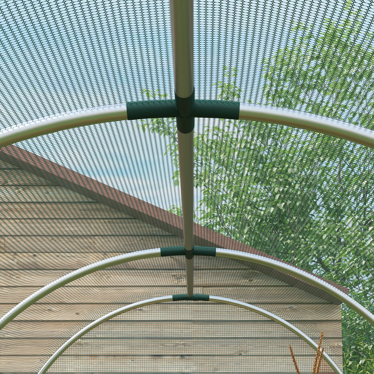 Galvanised Steel Frame Garden Fruit Greenhouse 360cm Length With Zipped Door - Velmora