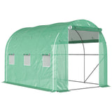 Galvanised Steel Frame Garden Greenhouse 196cm Wide With 6 Windows - Velmora