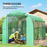 Galvanised Steel Frame Garden Greenhouse 196cm Wide With 6 Windows - Velmora