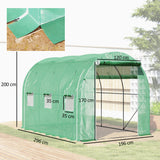 Galvanised Steel Frame Garden Greenhouse 196cm Wide With 6 Windows - Velmora