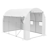 Galvanised Steel Frame Garden Greenhouse 196cm Wide With 6 Windows - Velmora