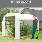 Galvanised Steel Frame Garden Greenhouse 196cm Wide With 6 Windows - Velmora