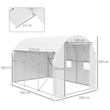 Galvanised Steel Frame Garden Greenhouse 196cm Wide With 6 Windows - Velmora