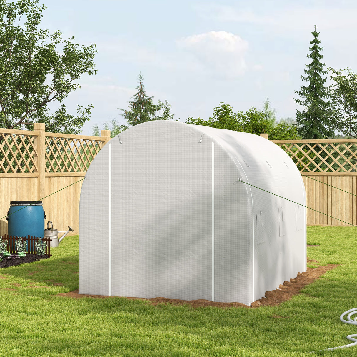 Galvanised Steel Frame Garden Greenhouse 196cm Wide With 6 Windows - Velmora