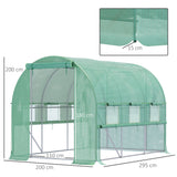 Galvanised Steel Frame Garden Greenhouse 200cm Wide With 6 Windows - Velmora