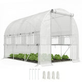 Galvanised Steel Frame Garden Greenhouse 200cm Wide With 6 Windows - Velmora