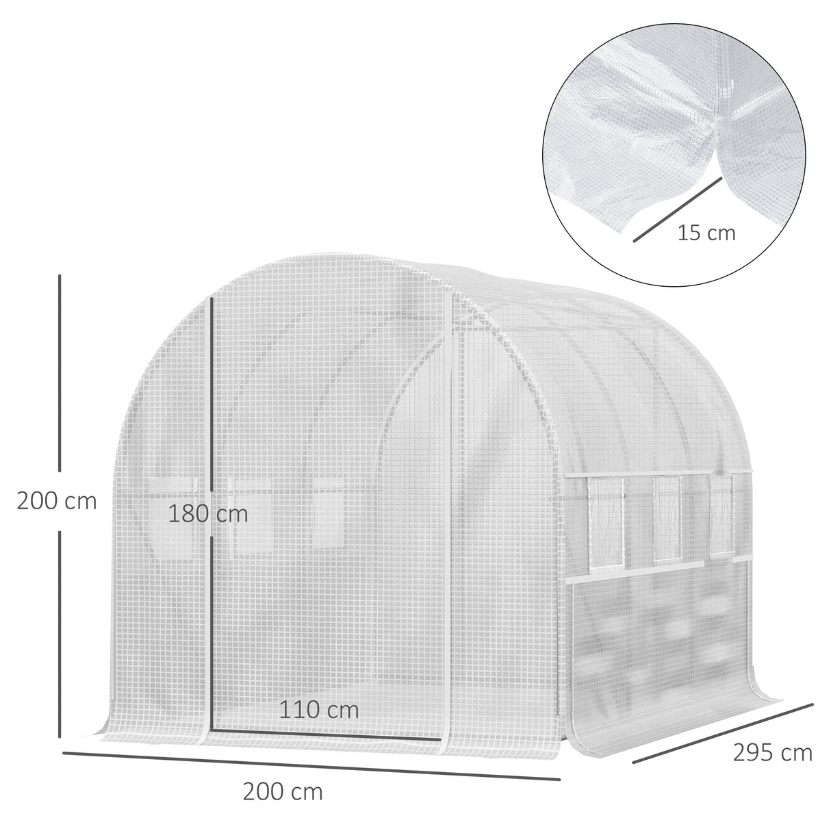 Galvanised Steel Frame Garden Greenhouse 200cm Wide With 6 Windows - Velmora