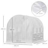 Galvanised Steel Frame Garden Greenhouse 200cm Wide With 6 Windows - Velmora