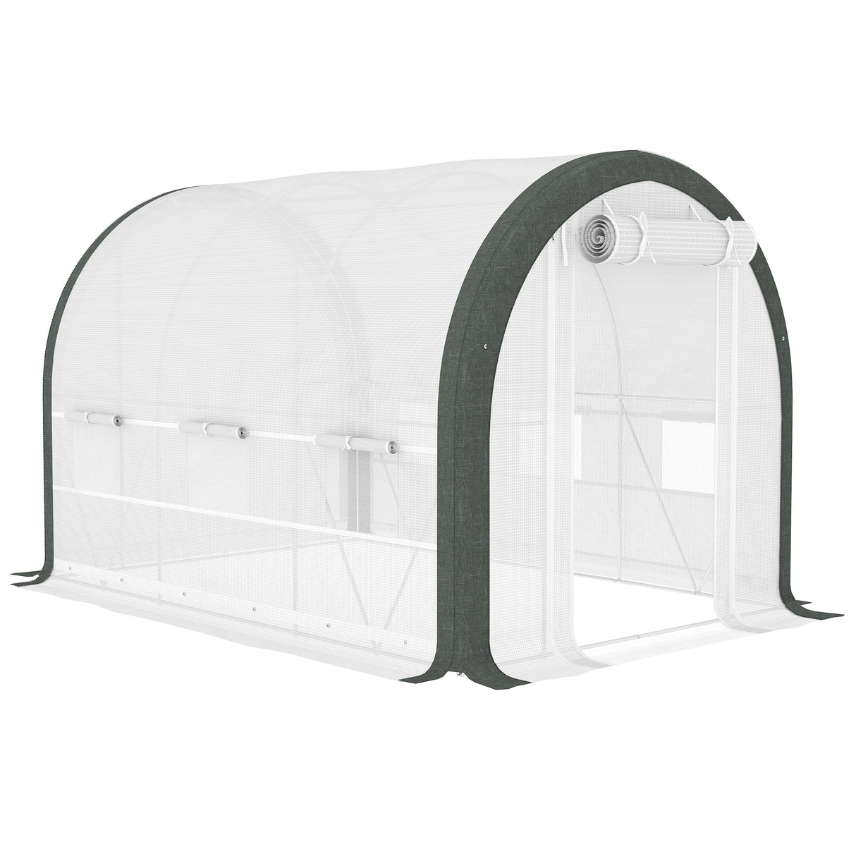 Galvanised Steel Frame Garden Greenhouse 296cm Length - Velmora