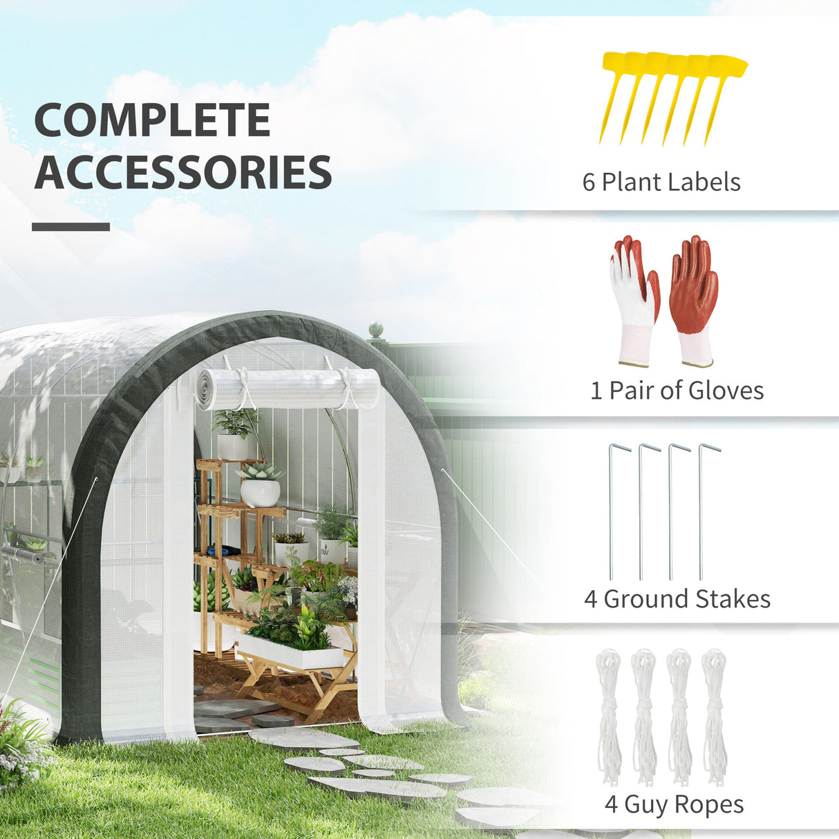 Galvanised Steel Frame Garden Greenhouse 296cm Length - Velmora