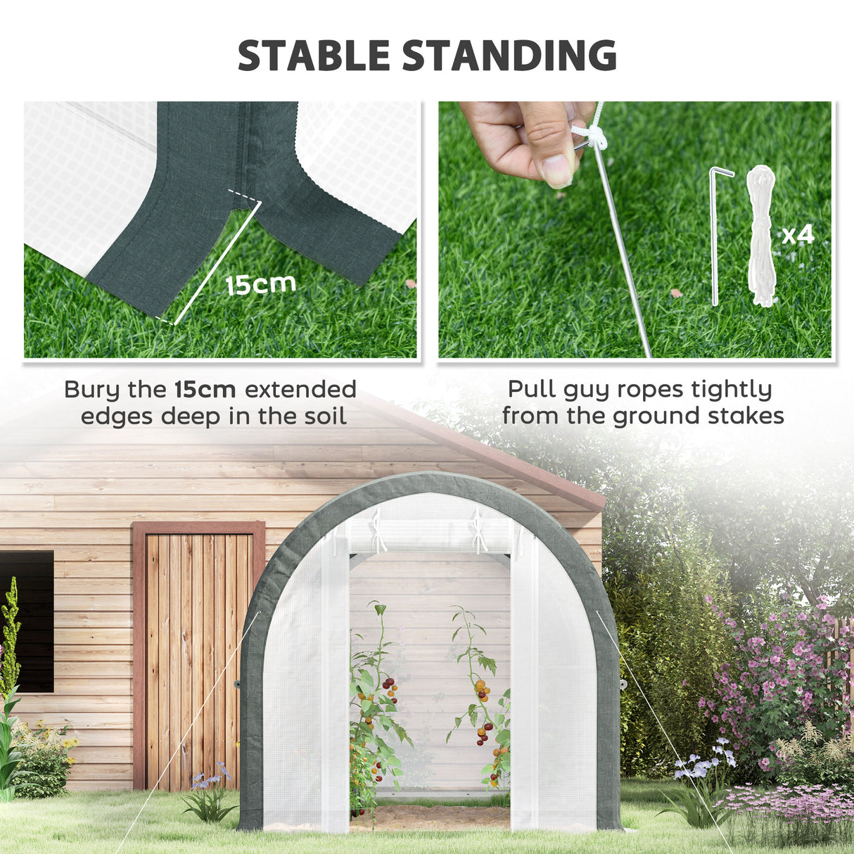 Galvanised Steel Frame Garden Greenhouse 296cm Length - Velmora