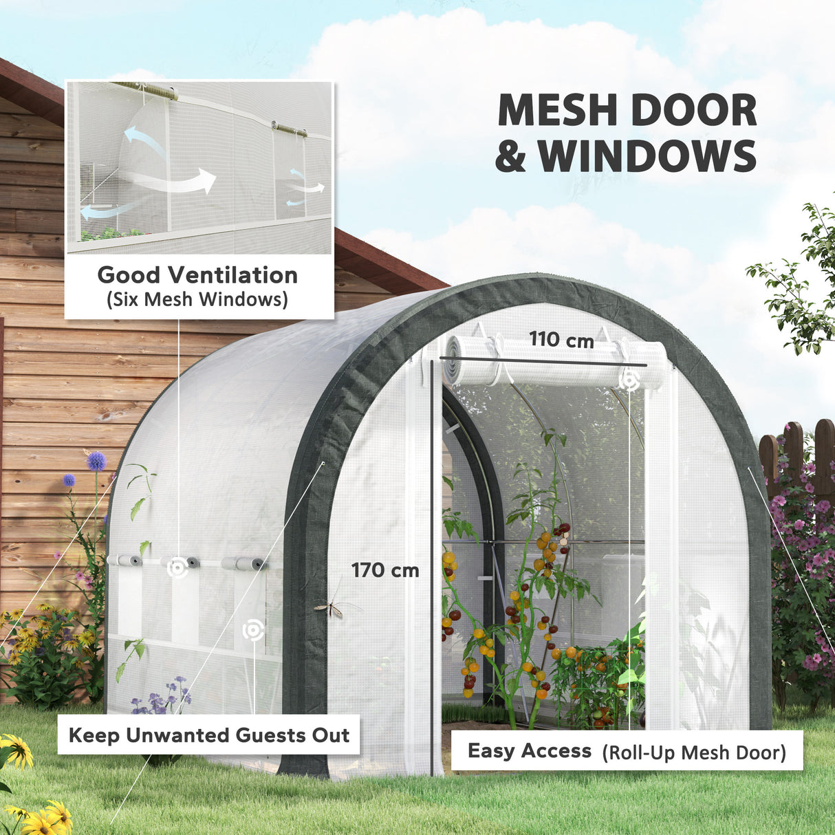 Galvanised Steel Frame Garden Greenhouse 296cm Length - Velmora