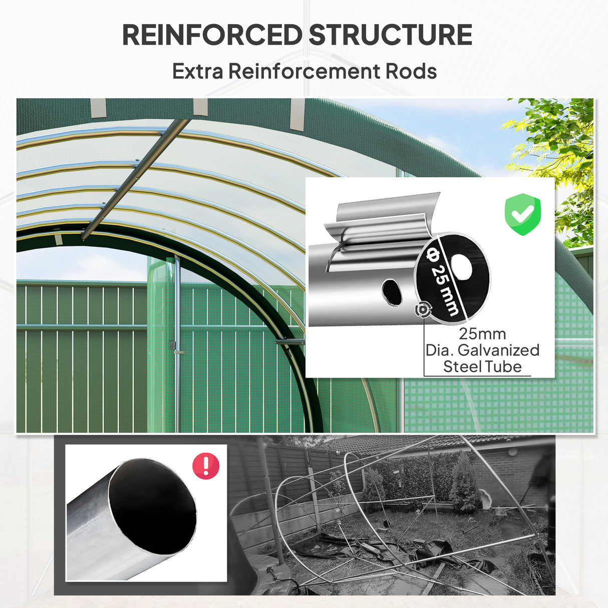 Galvanised Steel Frame Garden Greenhouse 300cm Length - Velmora