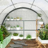 Galvanised Steel Frame Garden Greenhouse 396cm Length - Velmora