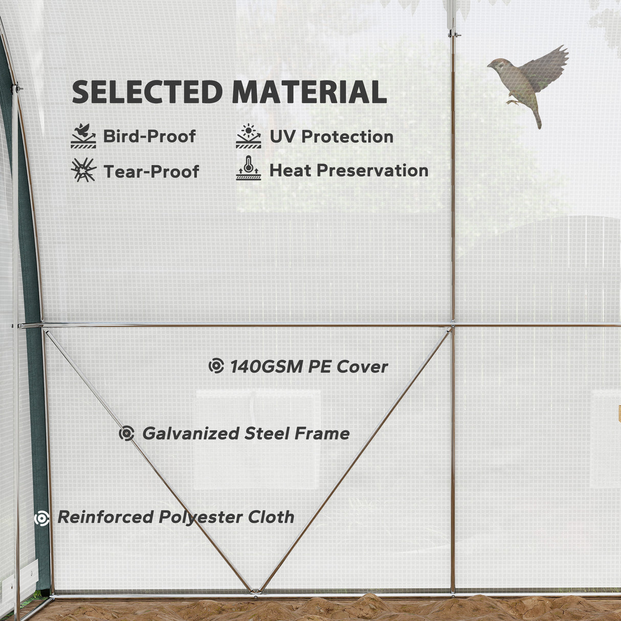 Galvanised Steel Frame Garden Greenhouse 396cm Length - Velmora