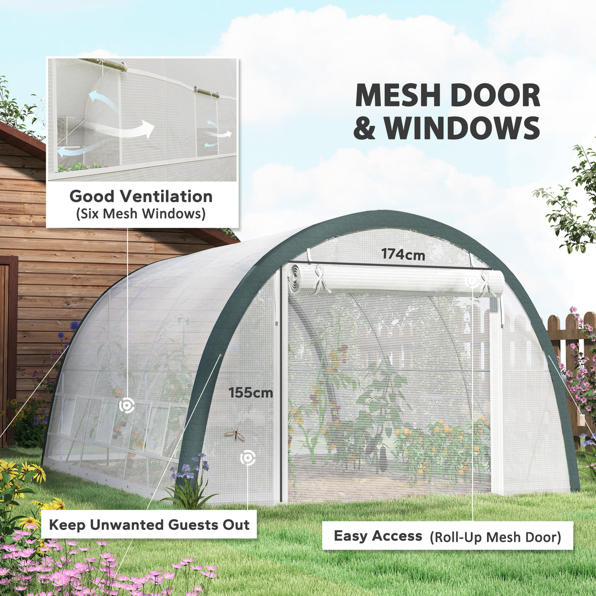 Galvanised Steel Frame Garden Greenhouse 396cm Length - Velmora