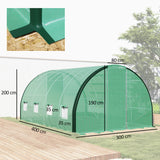 Galvanised Steel Frame Garden Greenhouse 400cm Length - Velmora
