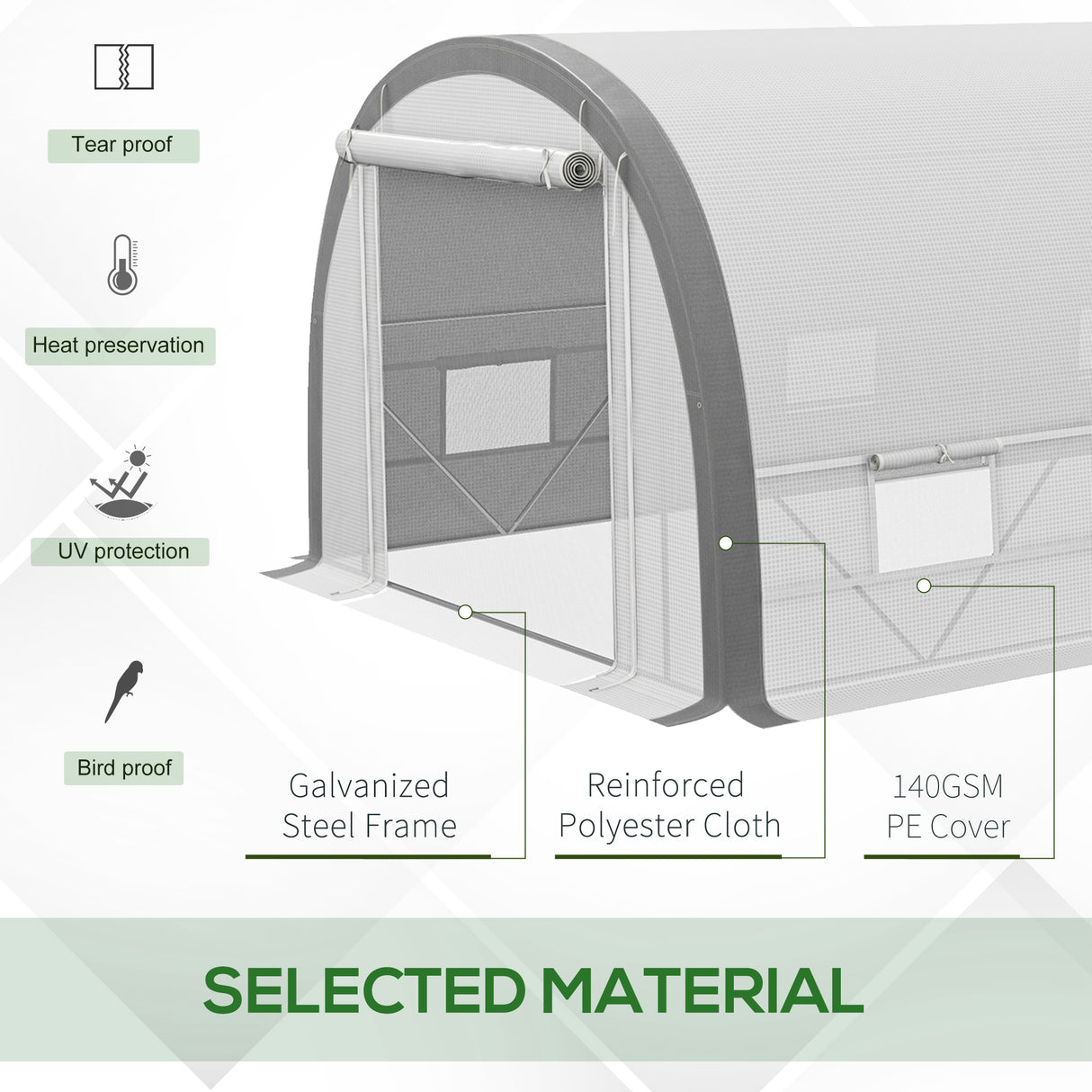 Galvanised Steel Frame Garden Greenhouse 591cm Length - Velmora