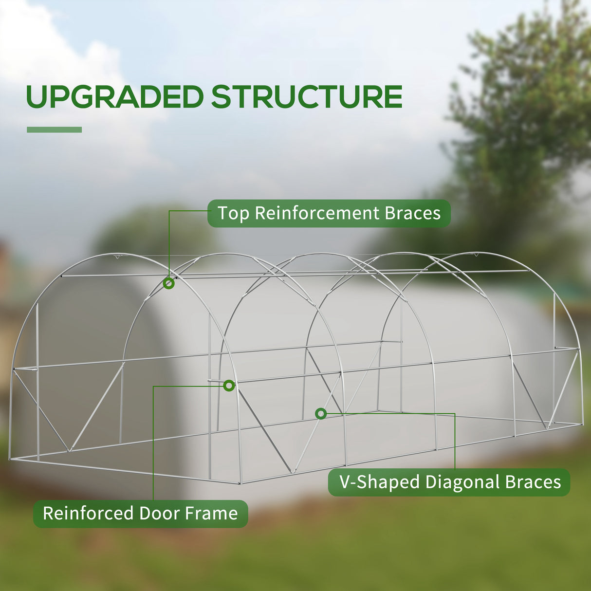 Galvanised Steel Frame Garden Greenhouse 591cm Length - Velmora