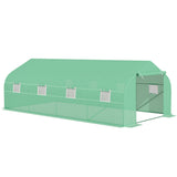 Galvanised Steel Frame Garden Greenhouse 595cm Length With 8 Mesh Windows - Velmora