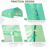 Galvanised Steel Frame Garden Greenhouse 595cm Length With 8 Mesh Windows - Velmora