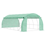 Galvanised Steel Frame Garden Polytunnel Greenhouse With 12 Windows - Velmora