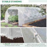 Galvanised Steel Frame Garden Polytunnel Greenhouse With 12 Windows - Velmora