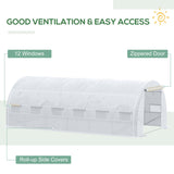 Galvanised Steel Frame Garden Polytunnel Greenhouse With 12 Windows - Velmora