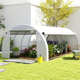 Galvanised Steel Frame Garden Polytunnel Greenhouse With 12 Windows - Velmora