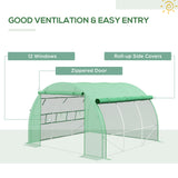 Galvanised Steel Frame Garden Polytunnel Greenhouse With 6 Windows - Velmora