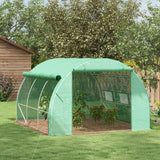 Galvanised Steel Frame Garden Polytunnel Greenhouse With 6 Windows - Velmora