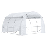 Galvanised Steel Frame Garden Polytunnel Greenhouse With 6 Windows - Velmora