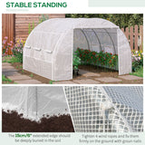 Galvanised Steel Frame Garden Polytunnel Greenhouse With 6 Windows - Velmora