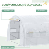 Galvanised Steel Frame Garden Polytunnel Greenhouse With 6 Windows - Velmora
