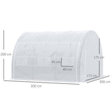 Galvanised Steel Frame Garden Polytunnel Greenhouse With 6 Windows - Velmora