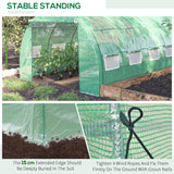 Galvanised Steel Frame Garden Polytunnel Greenhouse With 8 Windows - Velmora