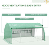 Galvanised Steel Frame Garden Polytunnel Greenhouse With 8 Windows - Velmora