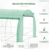 Galvanised Steel Frame Garden Polytunnel Greenhouse With 8 Windows - Velmora