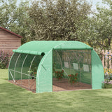 Galvanised Steel Frame Garden Polytunnel Greenhouse With 8 Windows - Velmora