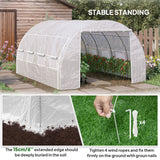 Galvanised Steel Frame Garden Polytunnel Greenhouse With 8 Windows - Velmora