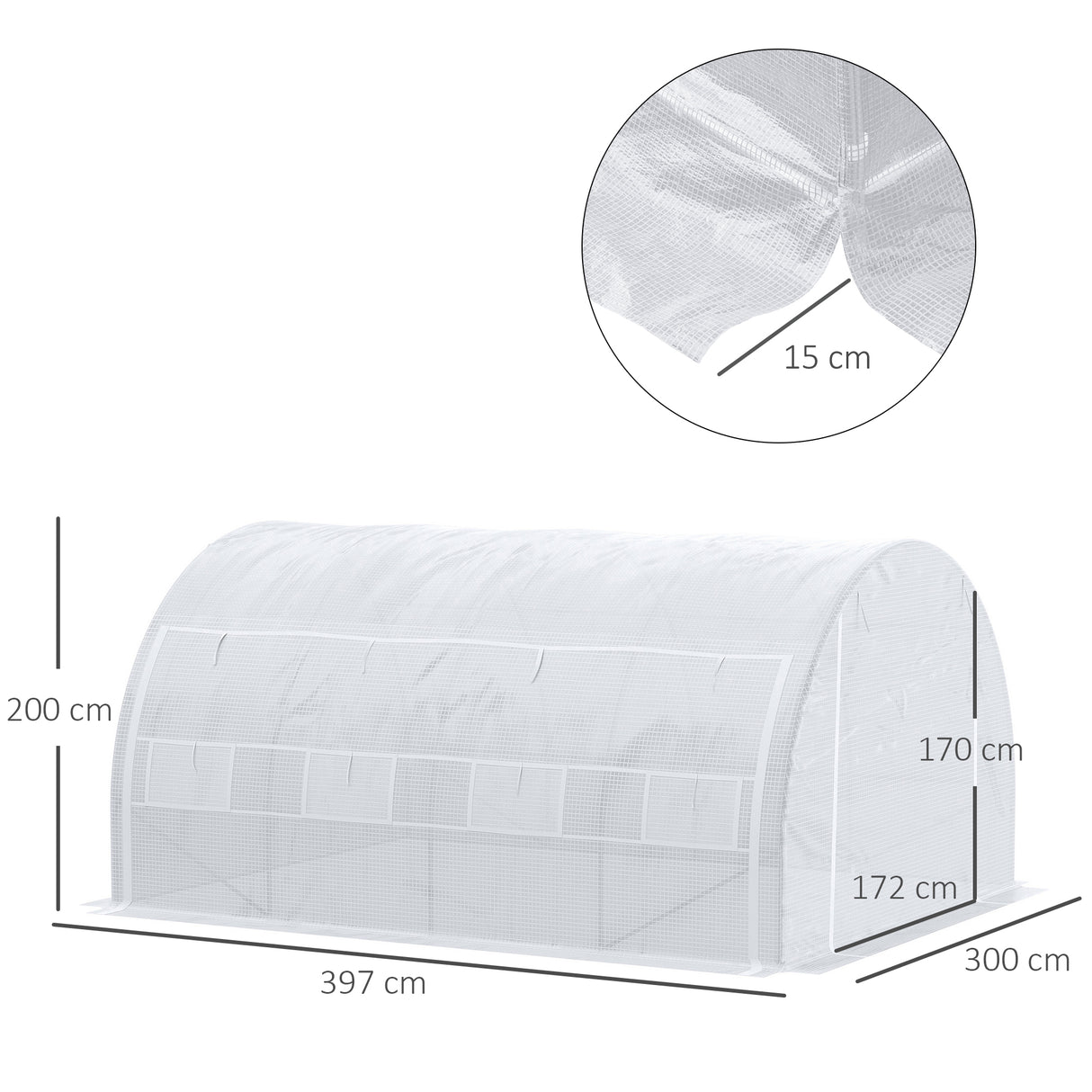 Galvanised Steel Frame Garden Polytunnel Greenhouse With 8 Windows - Velmora