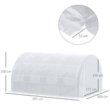 Galvanised Steel Frame Garden Polytunnel Greenhouse With 8 Windows - Velmora