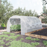 Galvanised Steel Frame Garden Polytunnel Greenhouse With 8 Windows - Velmora