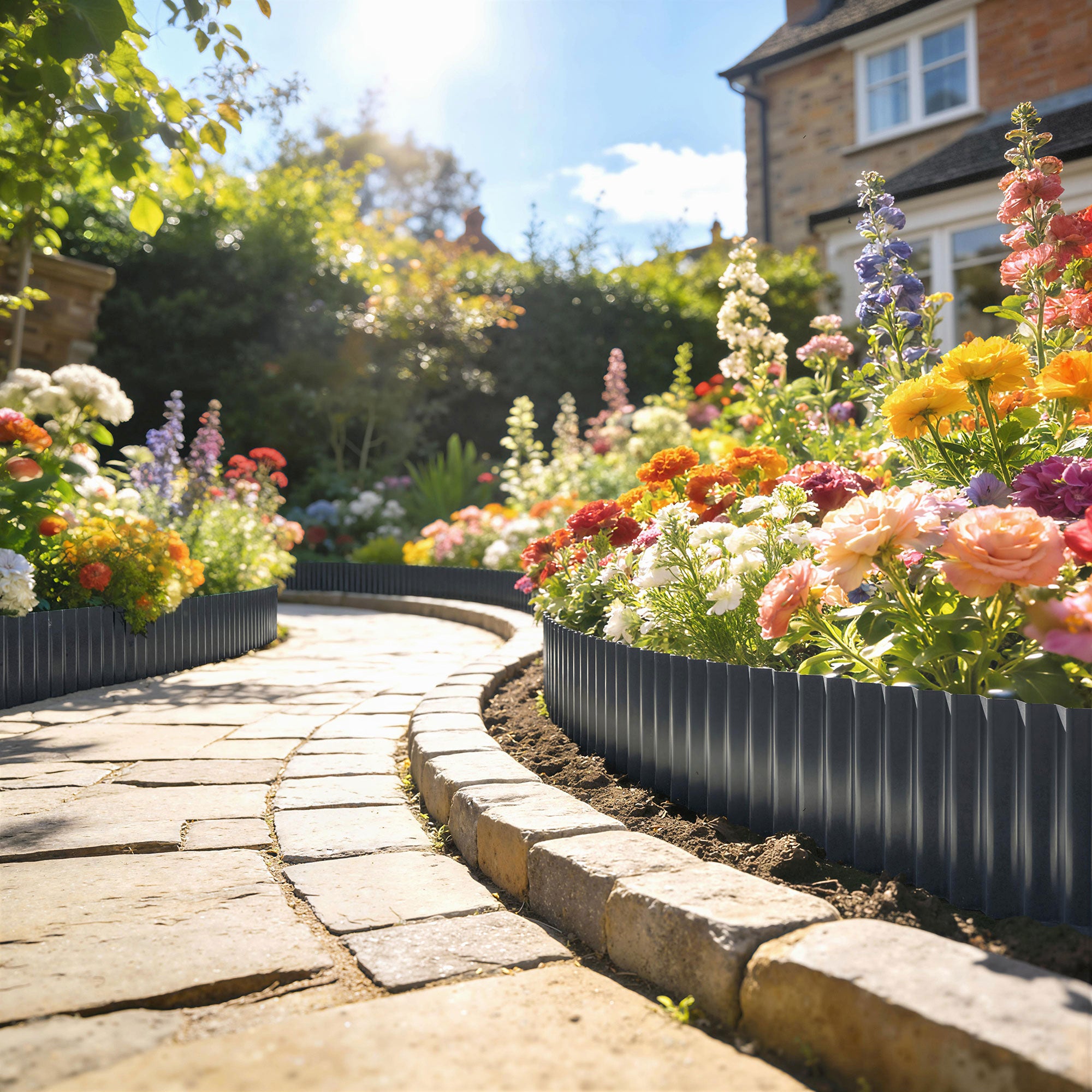 Galvanised Steel Garden Edging Border 650cm Wide - Velmora