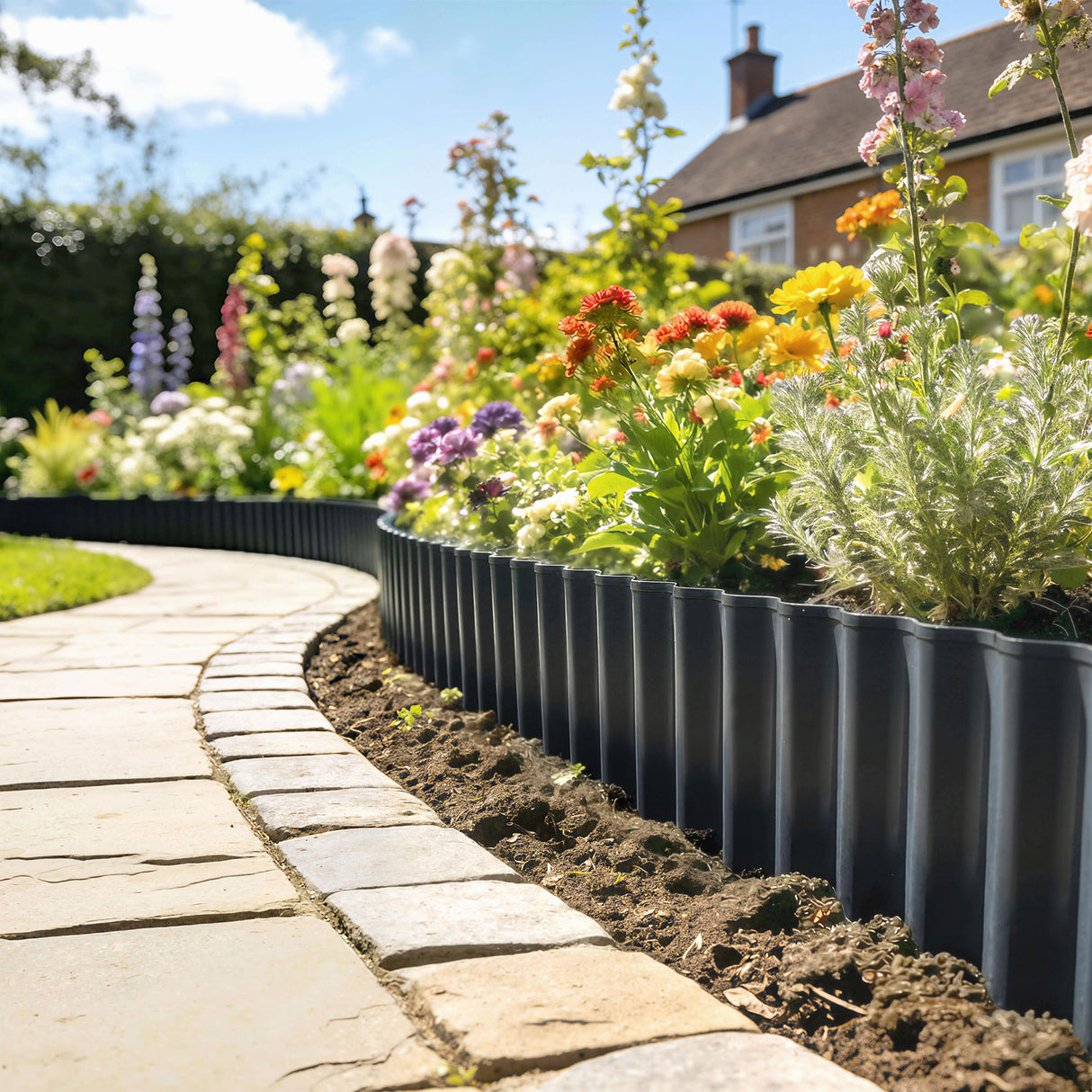 Galvanised Steel Garden Edging Border 650cm Wide - Velmora