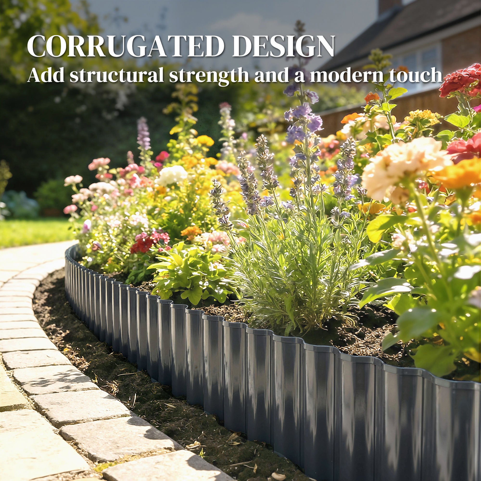 Galvanised Steel Garden Edging Border 650cm Wide - Velmora