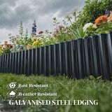 Galvanised Steel Garden Edging Border 650cm Wide - Velmora