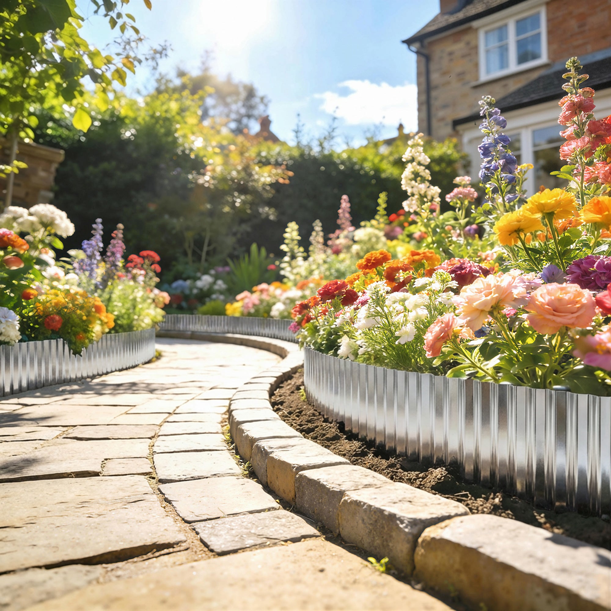 Galvanised Steel Garden Edging Border 650cm Wide - Velmora