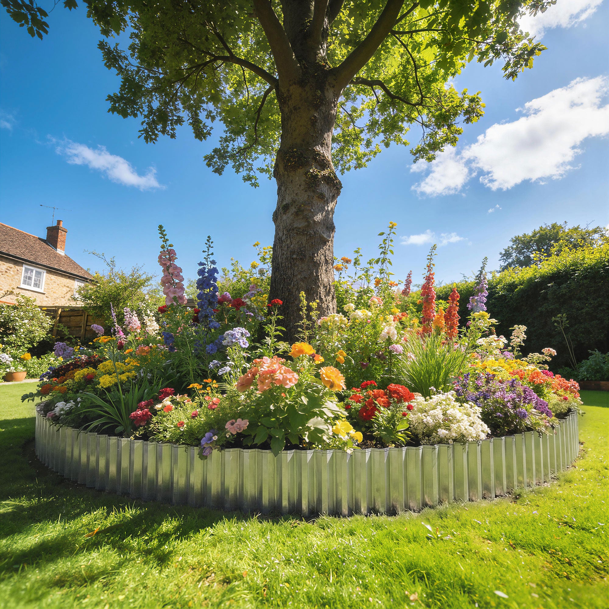 Galvanised Steel Garden Edging Border 650cm Wide - Velmora
