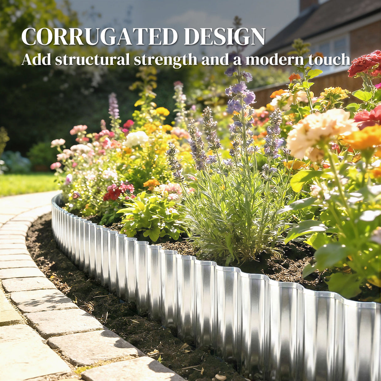 Galvanised Steel Garden Edging Border 650cm Wide - Velmora